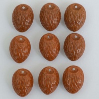 Fruit  3D Nuts Brown Cream Almond AB Czech Glass Charm Beads x9